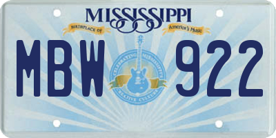 MS license plate MBW922