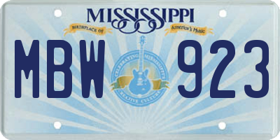 MS license plate MBW923