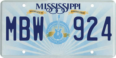 MS license plate MBW924