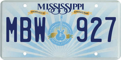 MS license plate MBW927
