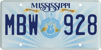 MS license plate MBW928