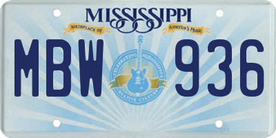 MS license plate MBW936