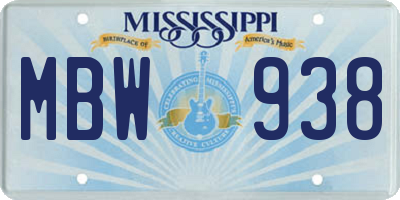 MS license plate MBW938