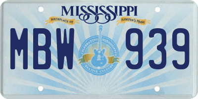 MS license plate MBW939