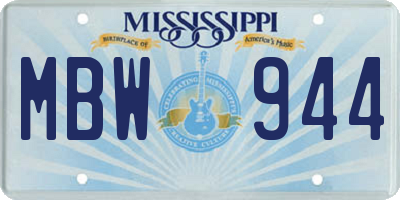 MS license plate MBW944
