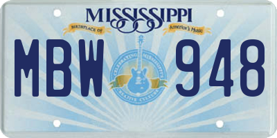 MS license plate MBW948