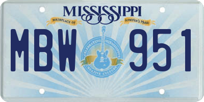 MS license plate MBW951