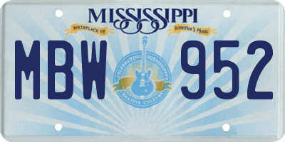 MS license plate MBW952