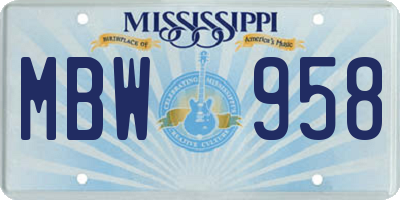MS license plate MBW958