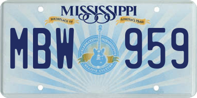 MS license plate MBW959