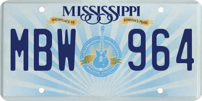 MS license plate MBW964