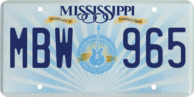 MS license plate MBW965