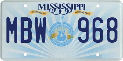 MS license plate MBW968