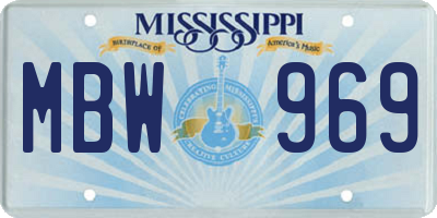MS license plate MBW969