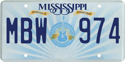 MS license plate MBW974