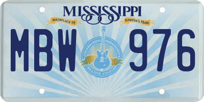 MS license plate MBW976