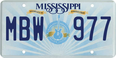 MS license plate MBW977