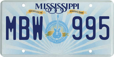 MS license plate MBW995