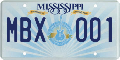 MS license plate MBX001