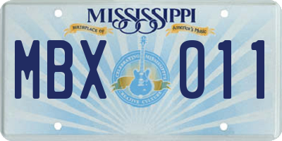 MS license plate MBX011