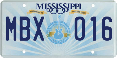 MS license plate MBX016