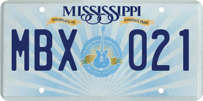 MS license plate MBX021