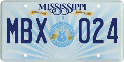 MS license plate MBX024