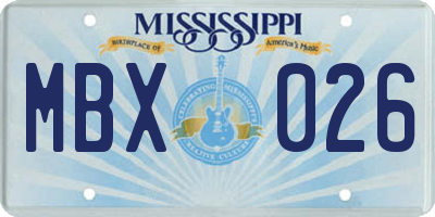 MS license plate MBX026