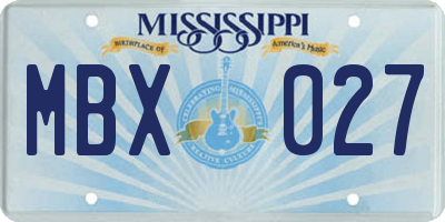 MS license plate MBX027