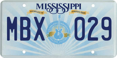 MS license plate MBX029