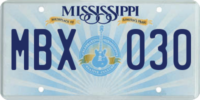 MS license plate MBX030