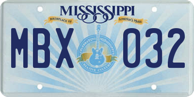 MS license plate MBX032