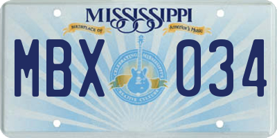 MS license plate MBX034