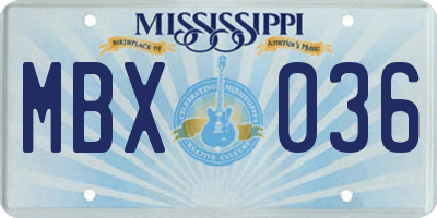 MS license plate MBX036