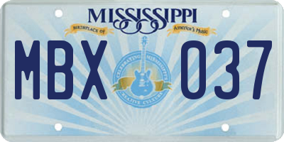 MS license plate MBX037