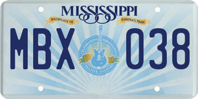 MS license plate MBX038