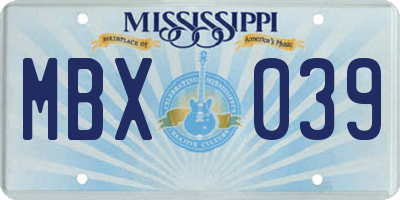 MS license plate MBX039