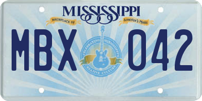 MS license plate MBX042