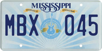 MS license plate MBX045