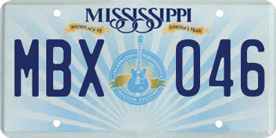 MS license plate MBX046