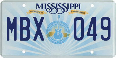 MS license plate MBX049