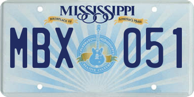 MS license plate MBX051