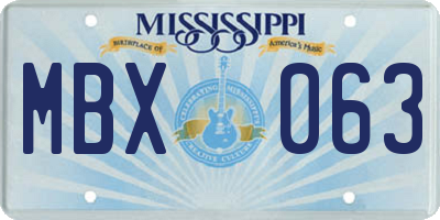 MS license plate MBX063