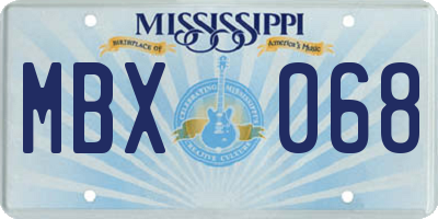 MS license plate MBX068