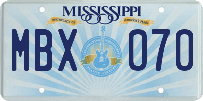MS license plate MBX070