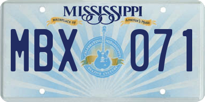 MS license plate MBX071