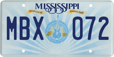 MS license plate MBX072