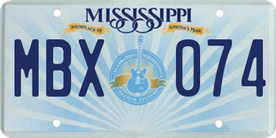 MS license plate MBX074