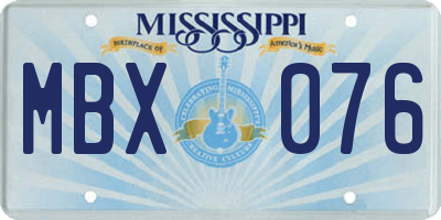 MS license plate MBX076
