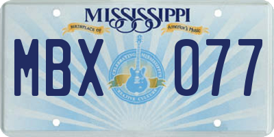 MS license plate MBX077